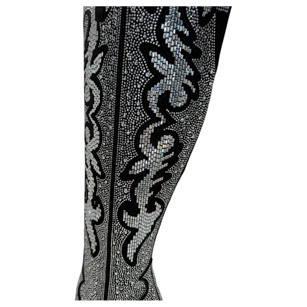 INC Iresa4 Rhinestone Crusted Western Style OTK Heeled Womens Boots Size 6M